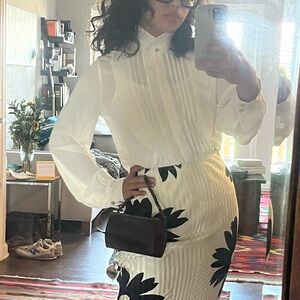 Express Ruffle Trim Pleated Blouse